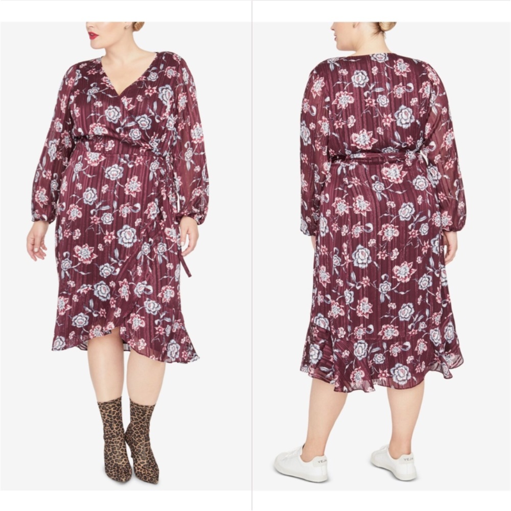 Rachel Rachel Roy Caron Metallic Floral Wrap Dress - Picture 1 of 7